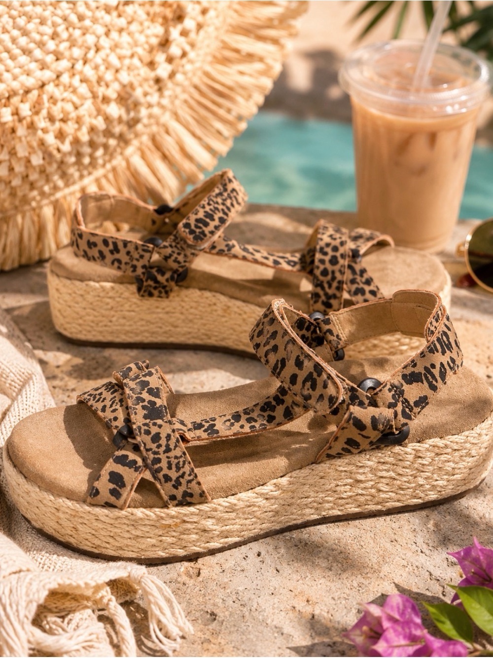 NWOT Hokus Pokus Leopard Print Espadrille Platform Sandals